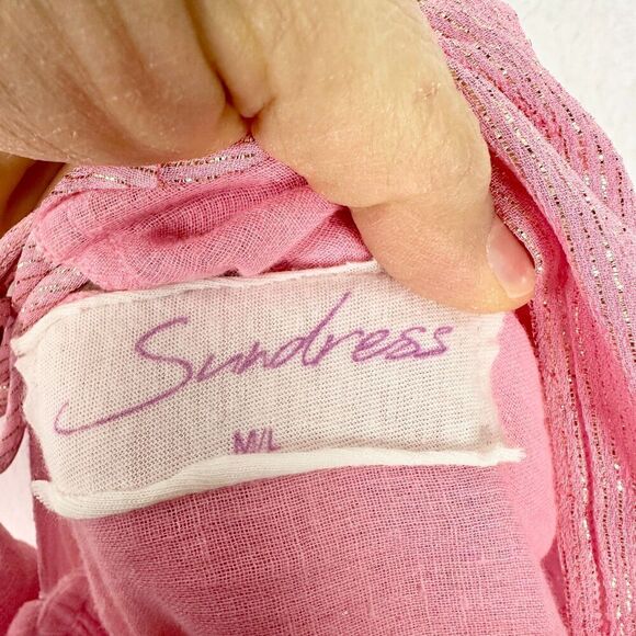 Revolve SUNDRESS Aline Dress Marabella Tie & Dye Size M/L Metallic Hi Low - Picture 11 of 12